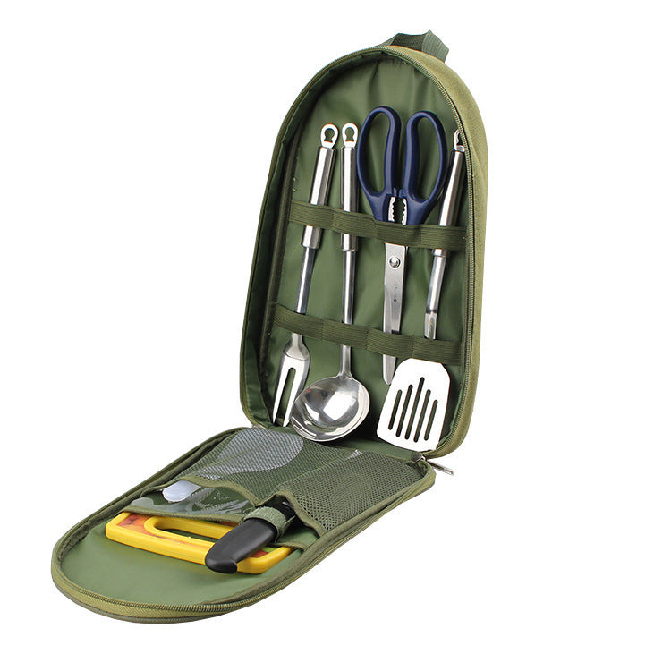 Outdoor Barbecue Cookware Set with Chopping Board and Knife