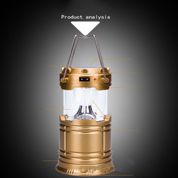 Solar Charging Multifunctional Telescopic Camping Lantern for Outdoors
