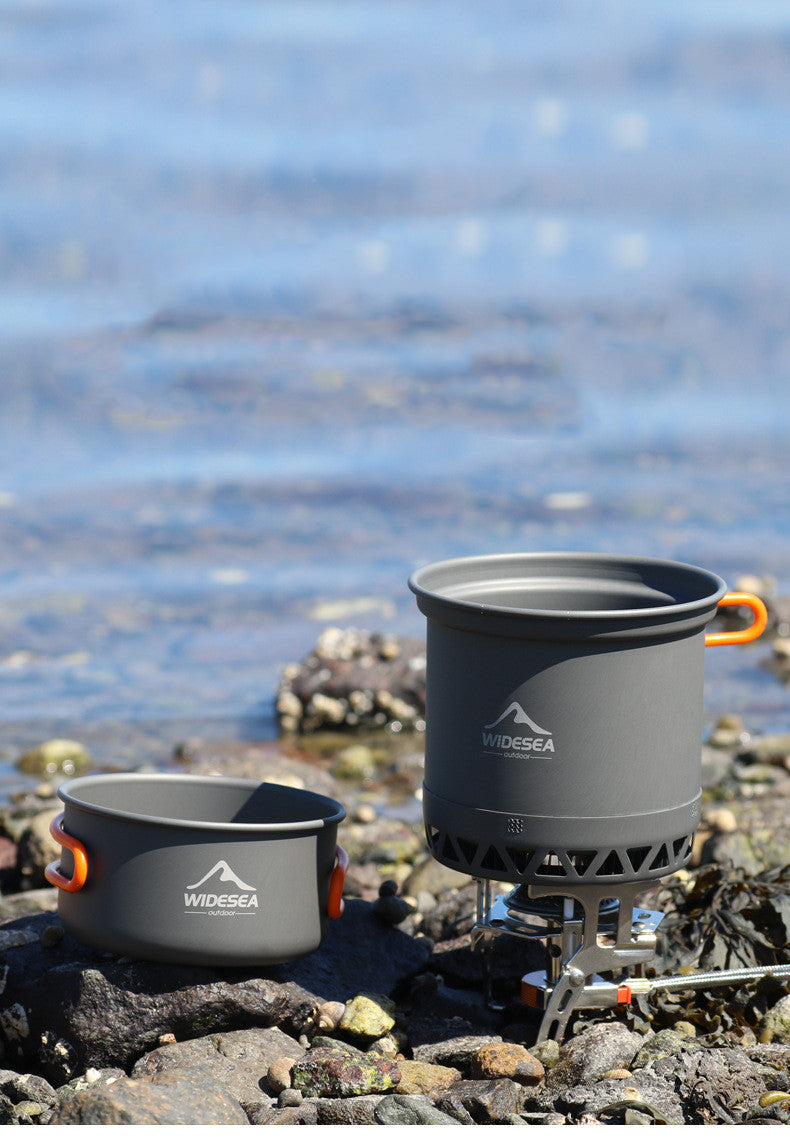 Widesea Outdoor Camping Cookware Set Heat Collecting Pot and Utensils