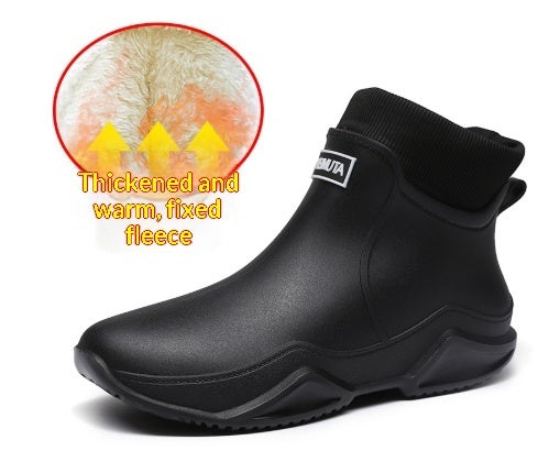 Mens Outdoor Waterproof Lightweight Low Top Rubber Rain Boots