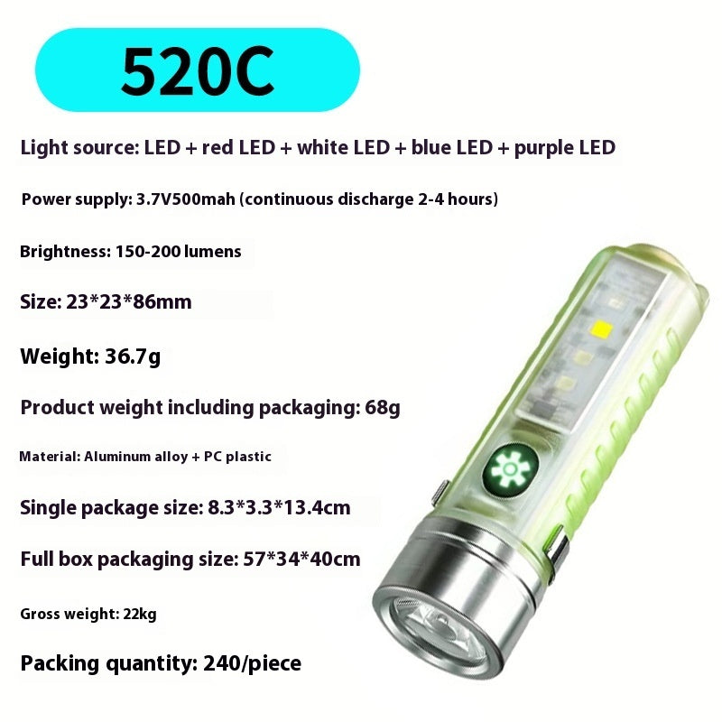 Rechargeable LED Pocket Flashlight UV Laser Waterproof Camping Lamp