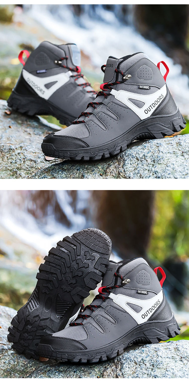 Mens High Top Hiking Shoes Non Slip Wear Resistant