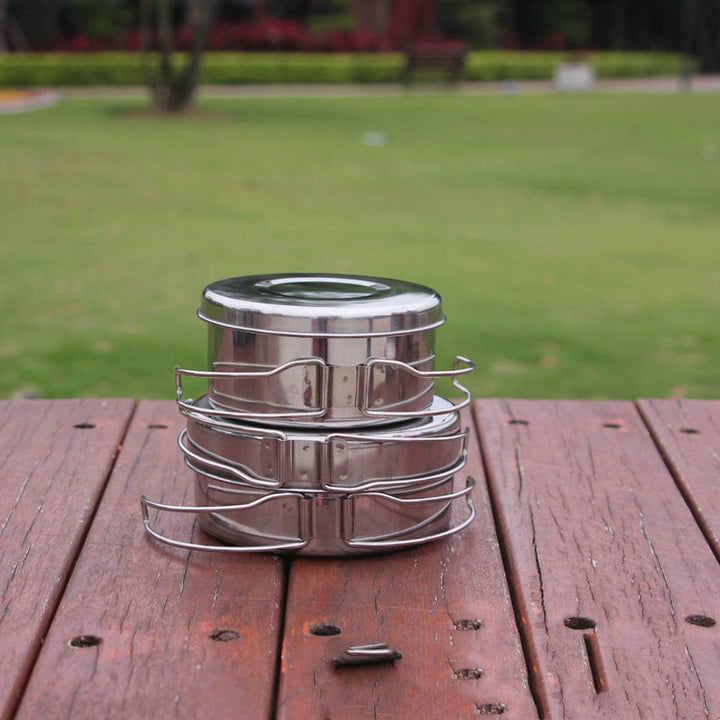 Outdoor Stainless Steel Camping Portable Cookware Pot Set