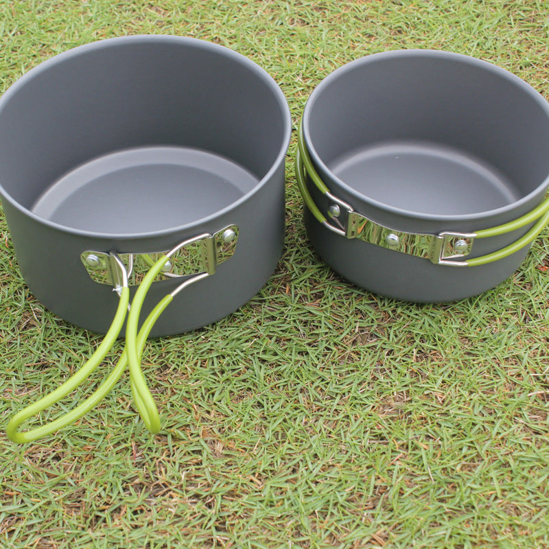 Outdoor Portable Non Stick Cookware Set Pan Pot Bowl for 2-3