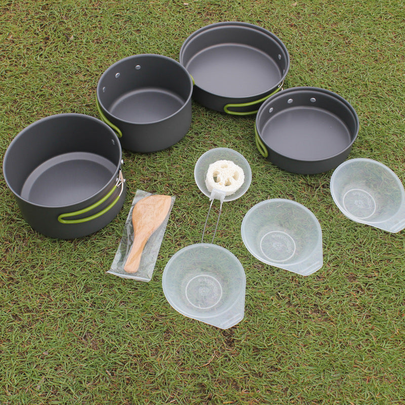 Outdoor Portable Non Stick Cookware Set Pan Pot Bowl for 2-3