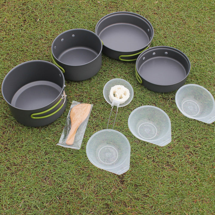 Outdoor Portable Non Stick Cookware Set Pan Pot Bowl for 2-3
