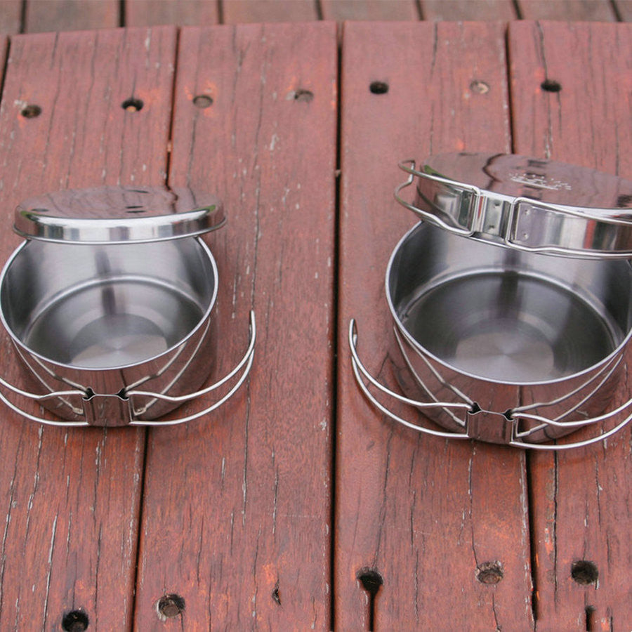 Outdoor Stainless Steel Camping Portable Cookware Pot Set