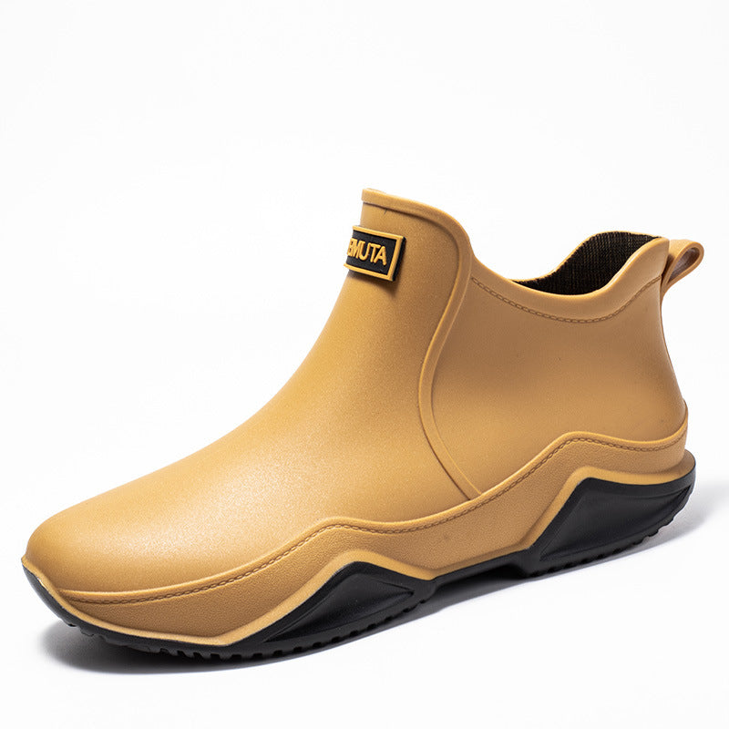 Mens Outdoor Waterproof Lightweight Low Top Rubber Rain Boots