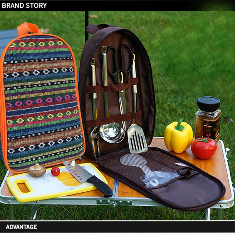 Outdoor Barbecue Cookware Set with Chopping Board and Knife