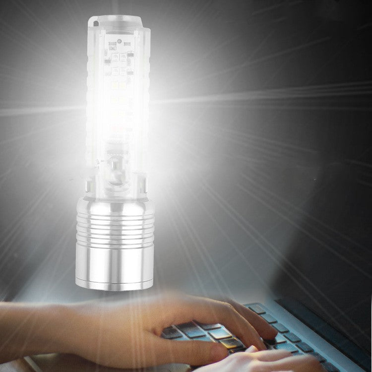 Rechargeable LED Pocket Flashlight UV Laser Waterproof Camping Lamp