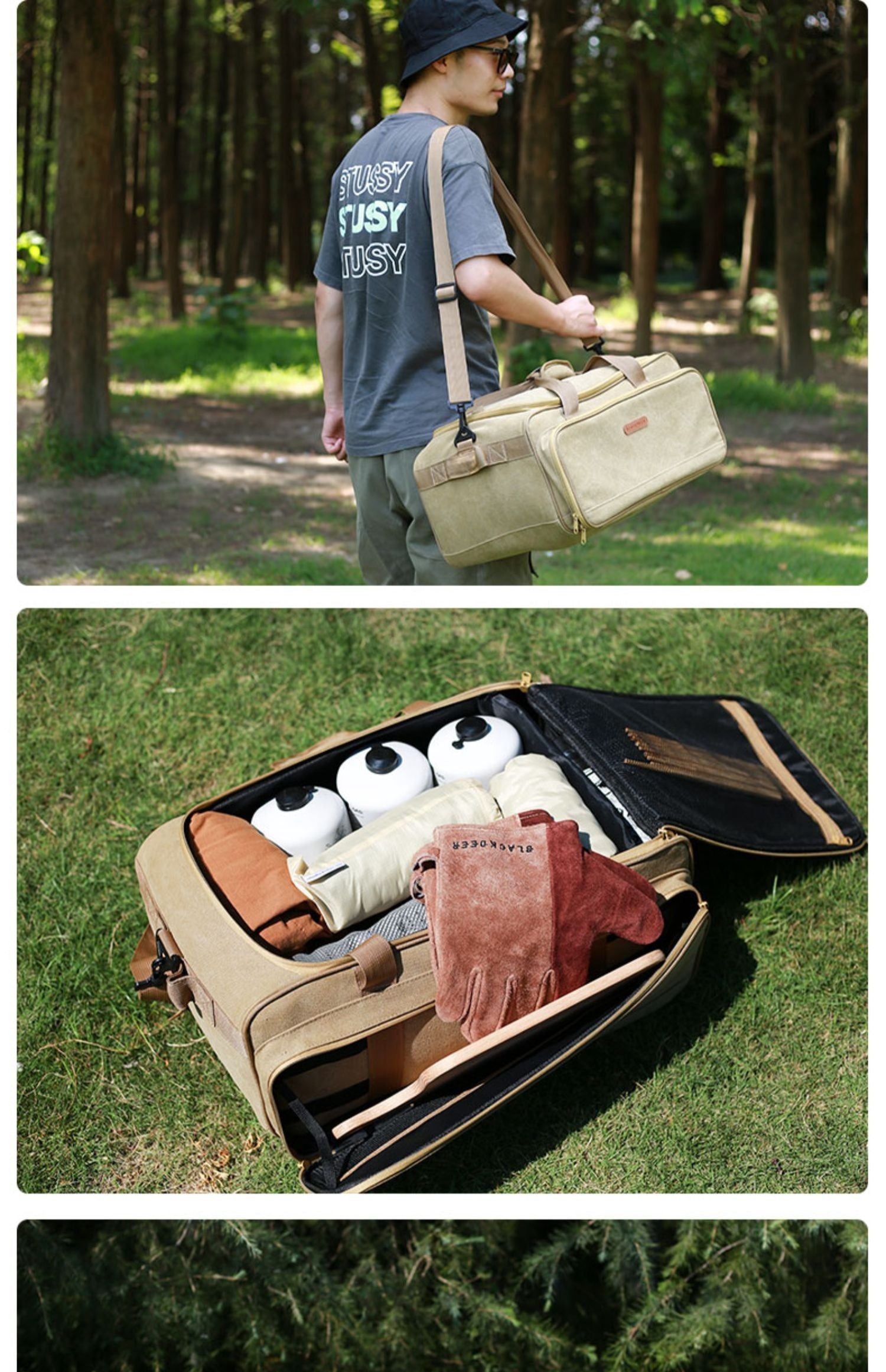 Outdoor Camping Cookware Set with Gas Stove and Picnic Bag