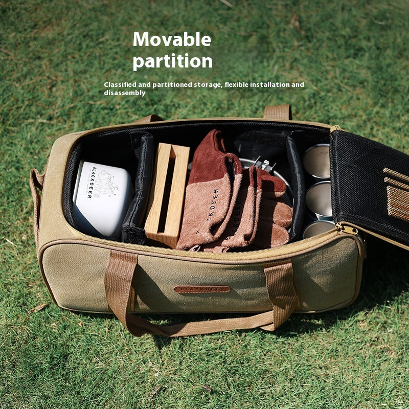 Outdoor Camping Cookware Set with Gas Stove and Picnic Bag