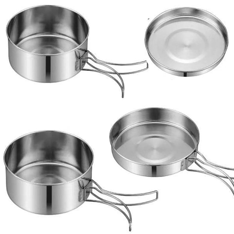 Outdoor Stainless Steel Camping Portable Cookware Pot Set