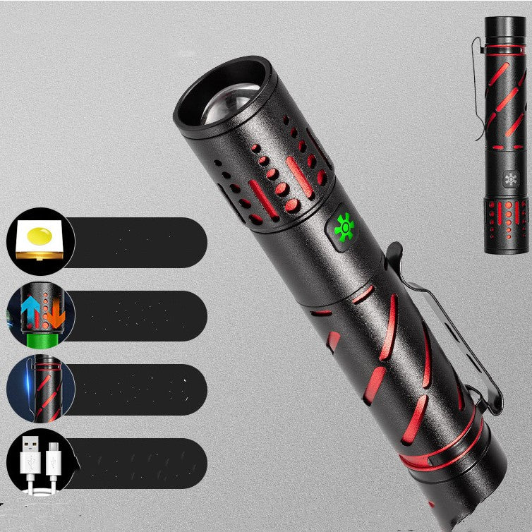 Rechargeable Zoom LED Long Range Aluminum Alloy Flashlight