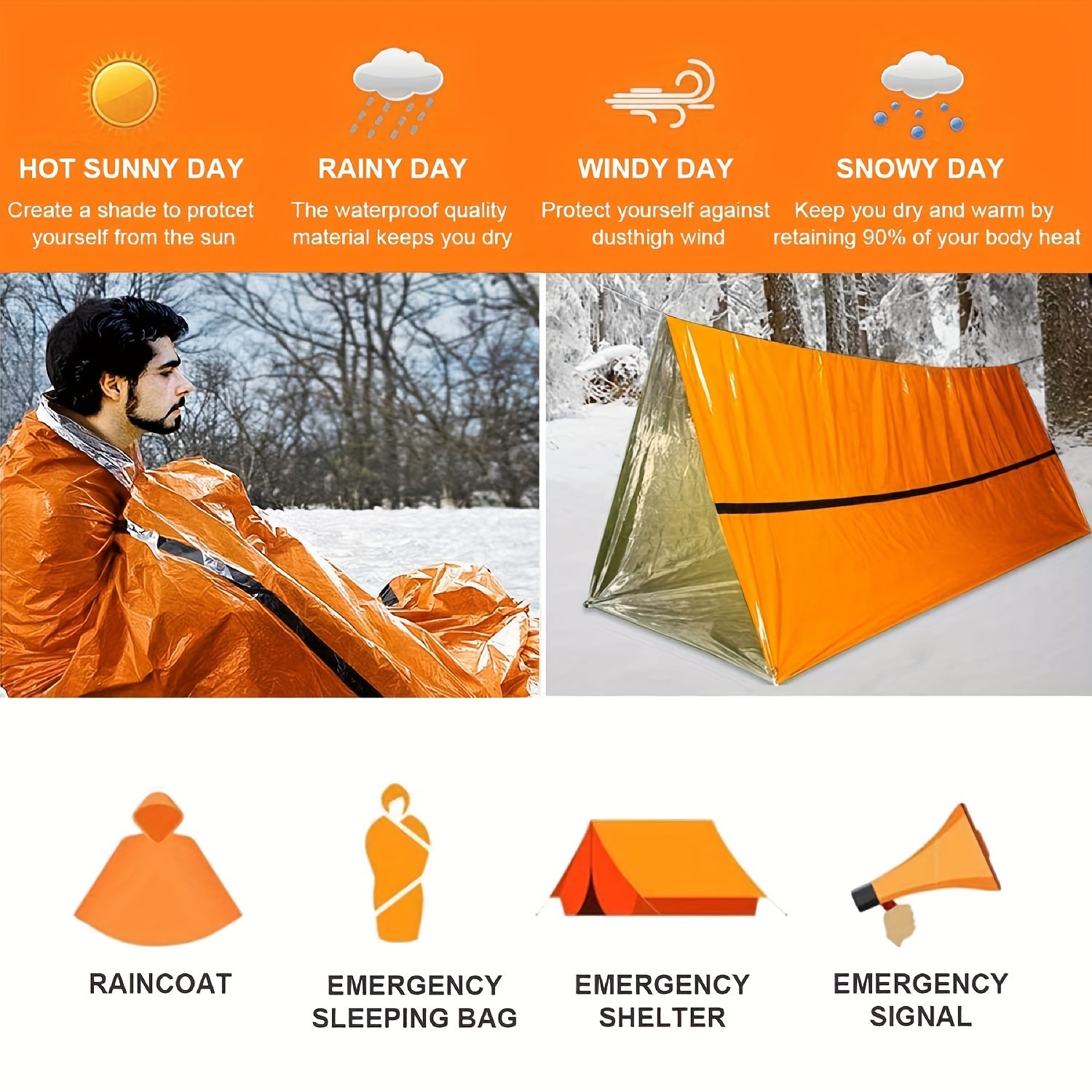 Portable Lightweight Emergency Thermal Sleeping Bag Blanket for Camping