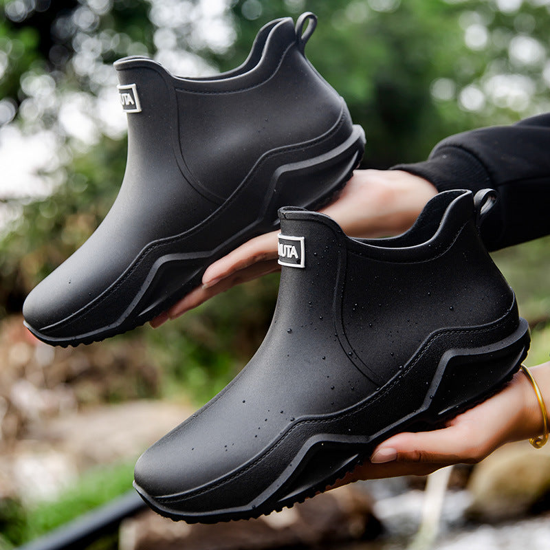 Mens Outdoor Waterproof Lightweight Low Top Rubber Rain Boots