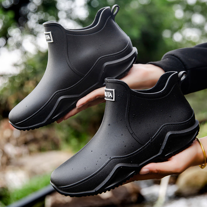 Mens Outdoor Waterproof Lightweight Low Top Rubber Rain Boots