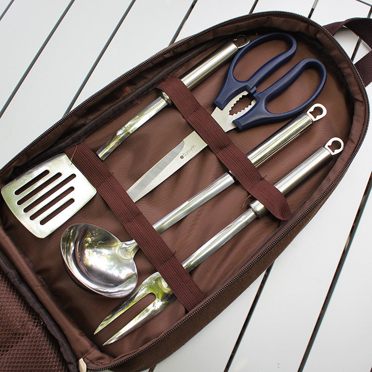 Outdoor Barbecue Cookware Set with Chopping Board and Knife