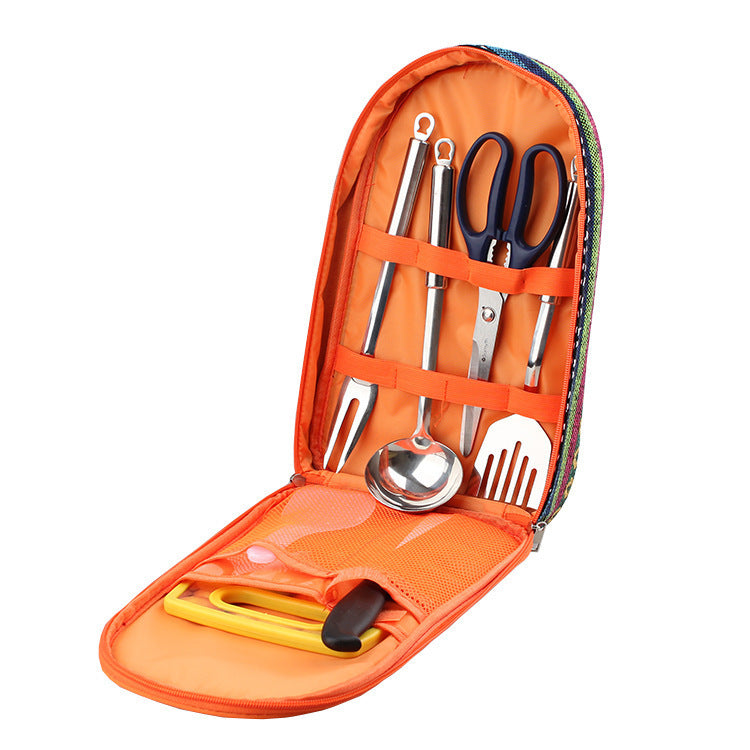 Outdoor Barbecue Cookware Set with Chopping Board and Knife