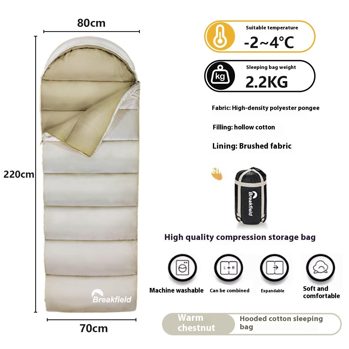 Thickened Waterproof Cotton Outdoor Camping Sleeping Bag Four Seasons