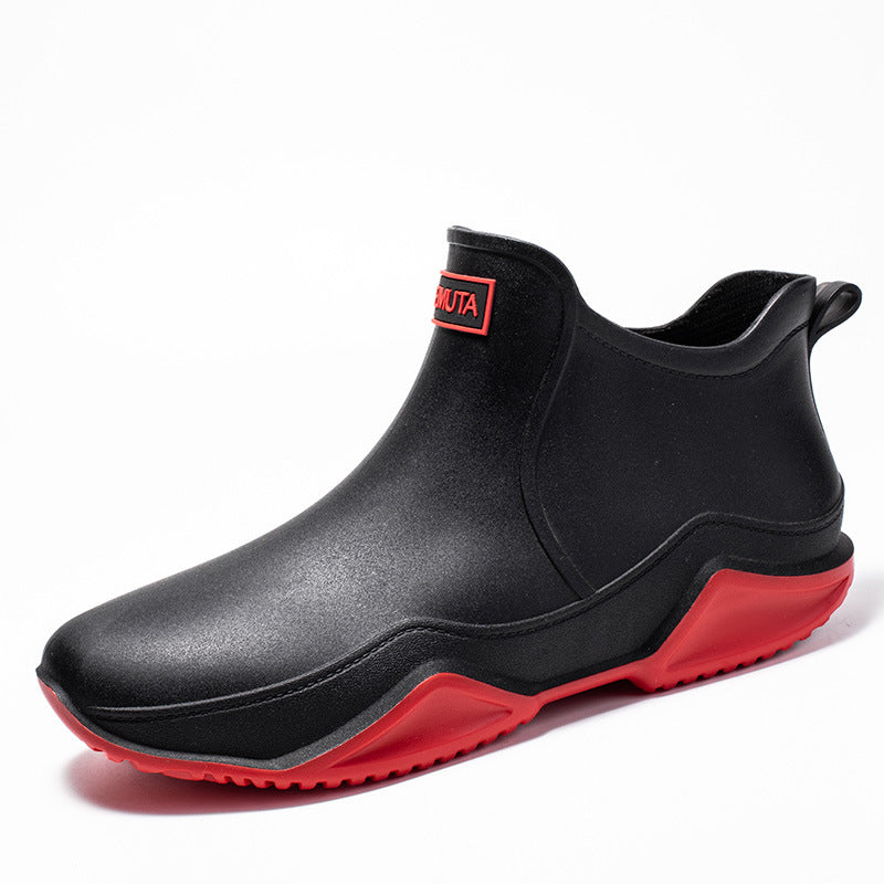 Mens Outdoor Waterproof Lightweight Low Top Rubber Rain Boots