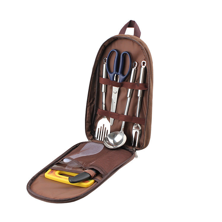 Outdoor Barbecue Cookware Set with Chopping Board and Knife