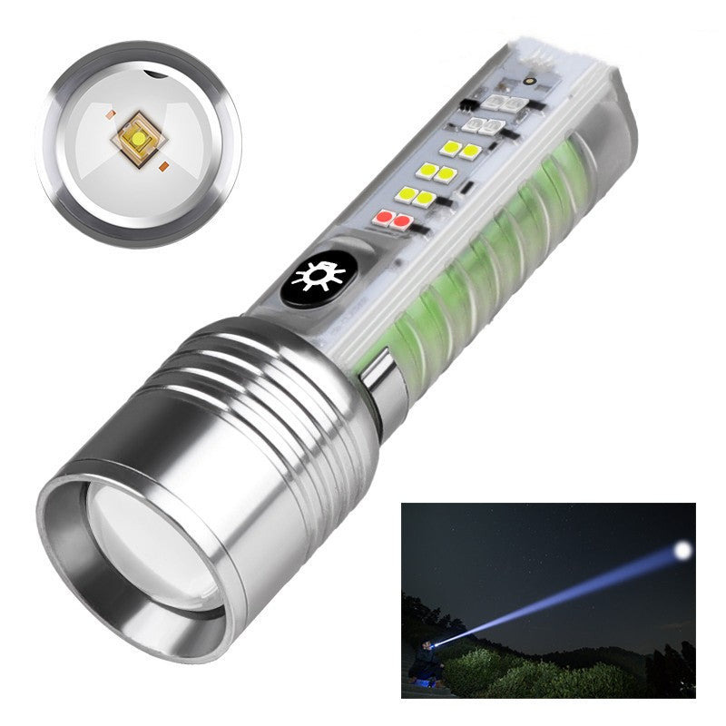 Rechargeable LED Pocket Flashlight UV Laser Waterproof Camping Lamp
