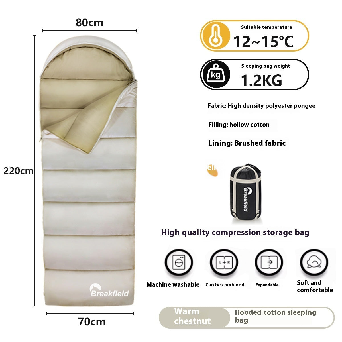 Thickened Waterproof Cotton Outdoor Camping Sleeping Bag Four Seasons