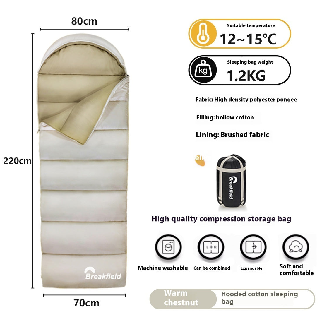 Thickened Waterproof Cotton Outdoor Camping Sleeping Bag Four Seasons