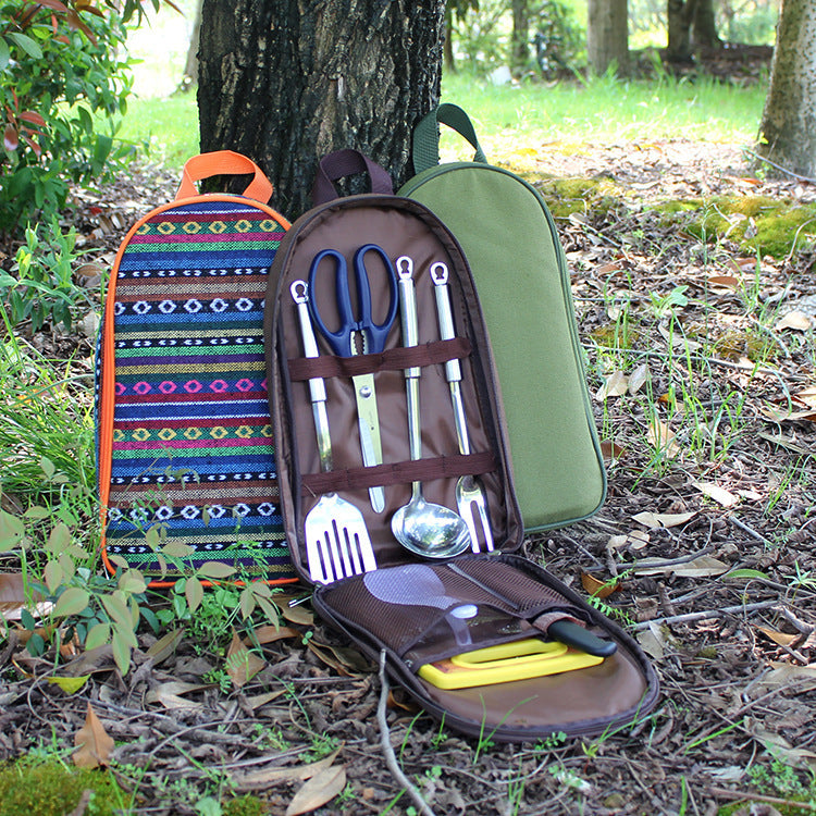 Outdoor Barbecue Cookware Set with Chopping Board and Knife