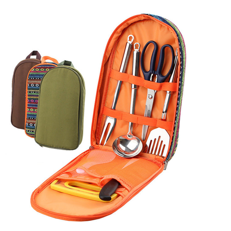 Outdoor Barbecue Cookware Set with Chopping Board and Knife